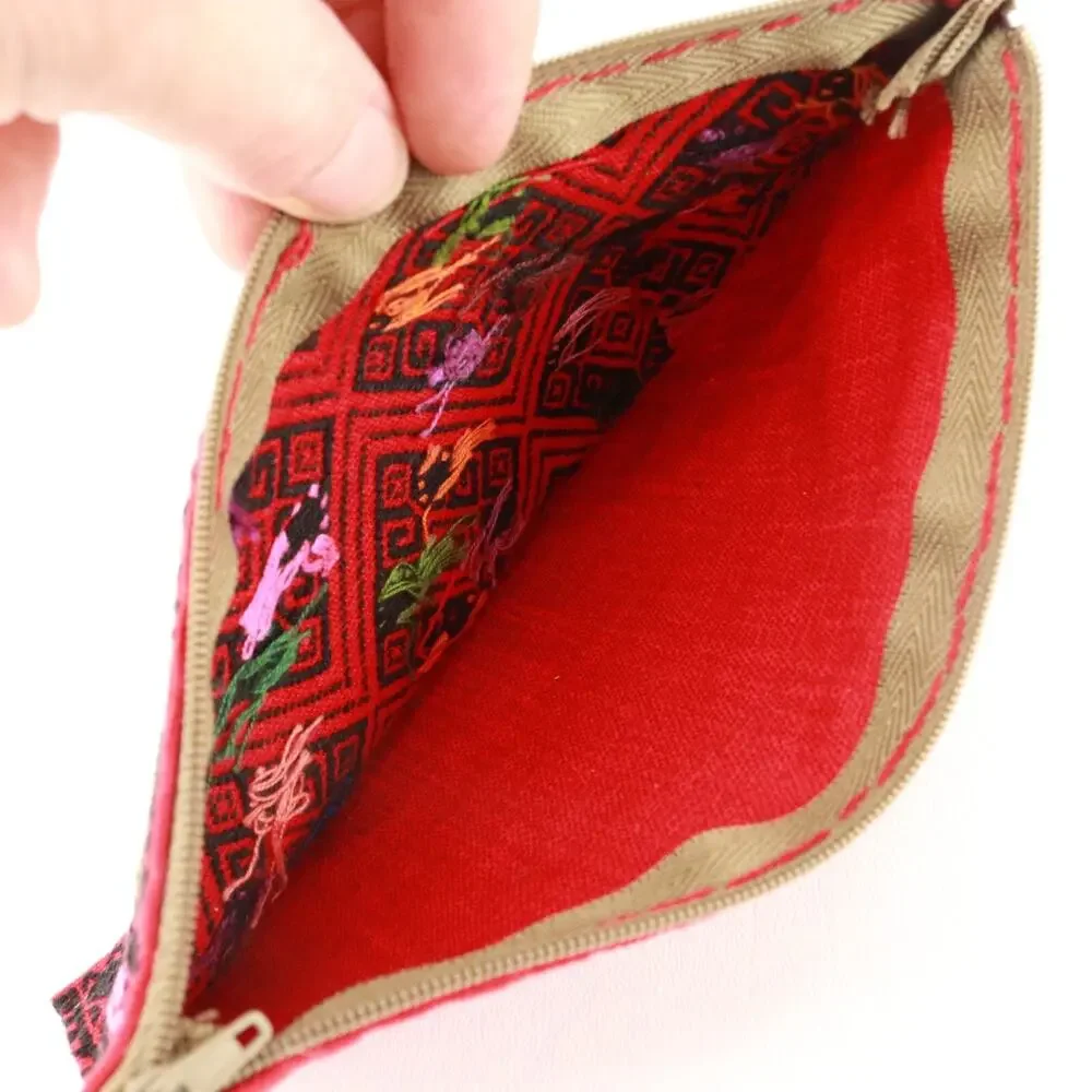 Hand Embroidered Heart Clutch Handbag Women Purse Shoulder Bag